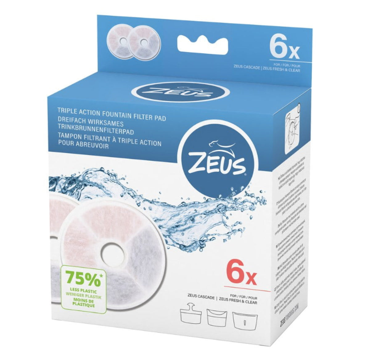 Zeus - Triple Action Filter - 6 Pack Dog Fountain